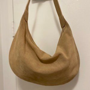 Aritzia “AUXILIARY” Brand Hobo Bag w/dust cover, BEIGE Suede, NOW $60